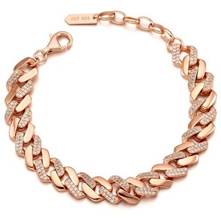 OST 女性用925純銀鍍金雙面粗鏈手鍊