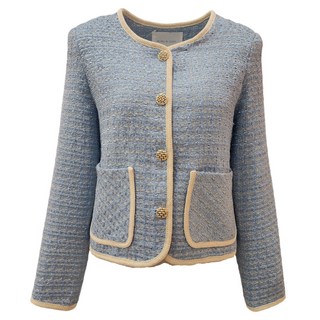 BURU N JUDY 女用飾帶口袋毛呢外套 OQCJK503B SKYBLUE