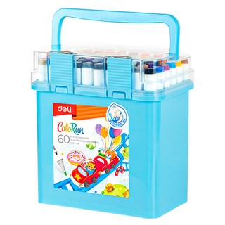 deLi 得力 可水洗三角雙頭繪圖麥克筆60色組 EC187, 60色, 1個