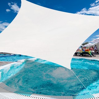 戶外方形牛津防水布遮陽棚 + 方形伸縮器組合, 象牙白