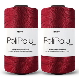 Knitt Poly Poly 編織線 250g, 2個, 酒紅色