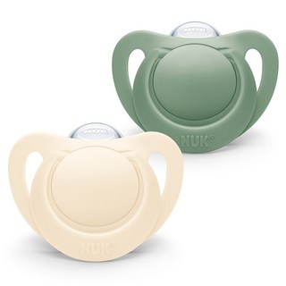 NUK 嬰兒用 For Nature 安撫奶嘴 2件組, 綠色 + 米色, S1 (0~6個月), 1套