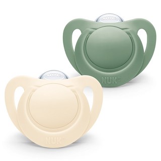 NUK 嬰兒用 For Nature 安撫奶嘴 2件組, 綠色 + 米色, S2 (6~18個月), 1套
