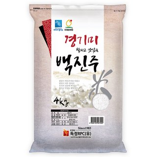 독정RPC 경기미 백진주 쌀, 상등급, 4kg, 1개
