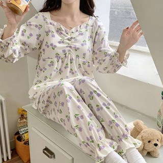 PEONIST 女款一體成型胸墊睡衣上下套裝