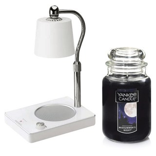 양키캔들 자캔들 라지 + 빛조절 타이머 캔들워머 세트, 미드썸머 나잇, 화이트