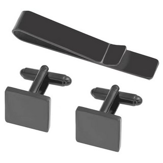 PEONIST 方形夾式袖扣領帶夾套組