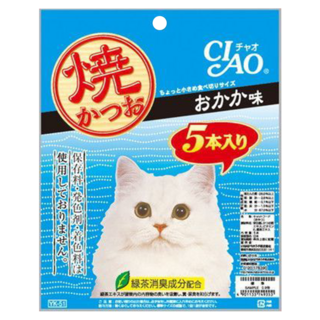 INABA CIAO 啾嚕 燒本鰹魚魚柳條 柴魚節風味 5入 貓咪零食, 100g, 1袋