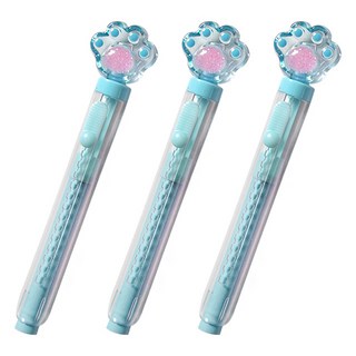 2Youngdesign 推滑式貓咪橡皮擦, 藍色, 3個