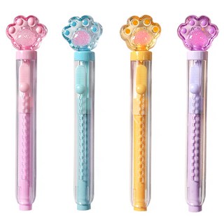 2Youngdesign 推滑式貓咪橡皮擦4件組, 藍色, 黃色, 紫色, 粉紅色, 4個