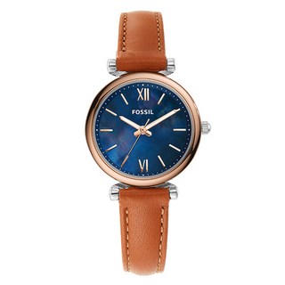 FOSSIL 女款 Carline Mini 皮革手錶 ES4701 + 禮盒組