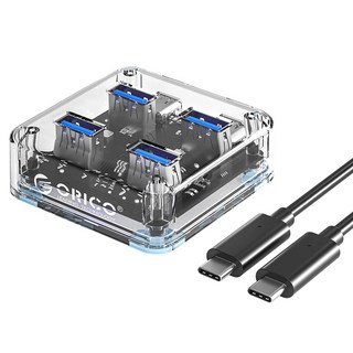 ORICO 奧睿科 4埠 供電與非供電兩用 C型 USB3.2 USB集線器 MH4UC-C3, 透明(MH4UC-C3-05)