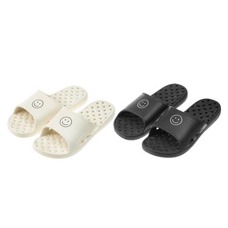 BASE ALPHA ESSENTIALS 笑臉圖案防滑浴室拖, 黑色+象牙白, 1組