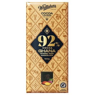 Whittaker's Cocoa Lovers 92%迦納黑巧克力, 1塊, 100g