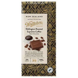Whittaker's Wellington優質咖啡黑巧克力, 100g, 1塊