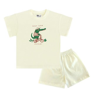 KIDSCREW 兒童透氣恐龍自行車短袖上下衣套裝