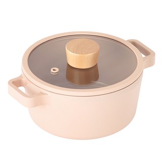 nEOFLam IH爐適用附蓋雙耳湯鍋, 1個, 16cm, 迷你蜜桃粉