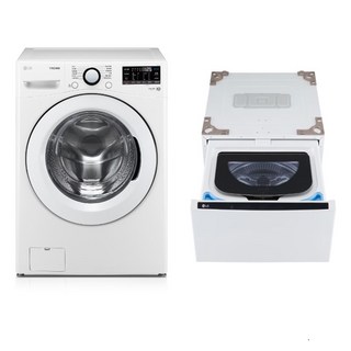[10% 환급가전] LG전자 트롬 세탁기 + 트윈 미니워시 세트 F19WDWPX 19kg + 4kg 방문설치, 화이트 유광(세탁기)  ,릴리 화이트(미니워시)