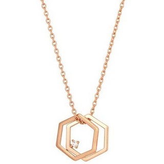 OST 女性六角雙墜飾鍊條時尚項鍊