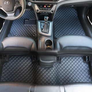 지엠지모터스 차량용 카매트 바닥 장판 시공효과 플로어매트 1열 + 2열 세트, 현대_아반떼AD(15년9월~19년), 올블랙