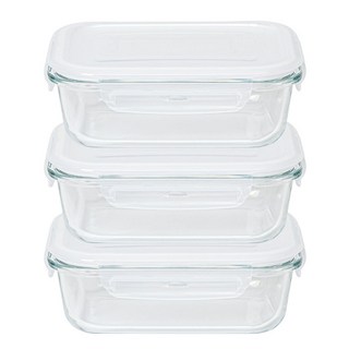 alpremio 長方形玻璃保鮮盒, 3個, 單品