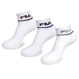 斐樂高爾夫 男用運動短筒踝襪 禮盒組 3雙入, 白色 + 紅色, 白色 + 藍色, 白色 + 灰色