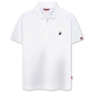 BEVERLY HILLS POLO CLUB 比佛利保羅 中性款Logo刺繡彈力短袖polo衫 CPX0T01, 白色