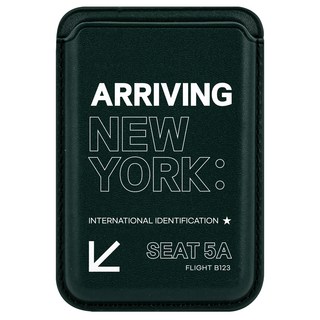 MOLAN CANO 磁吸式 Magsafe 設計皮革卡夾錢包, 1個, 森林綠 New York Ticket