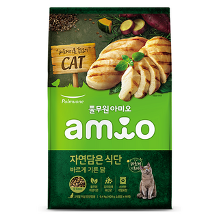 풀무원아미오 2개월 이상 전연령 자연담은 식단 캣 건식사료, 닭, 6.4kg, 1개