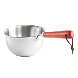 304木質單柄不鏽鋼牛奶鍋, 銀色, 11cm, 1個
