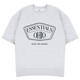 Essential 寬鬆版短袖大學T, 白麻花色