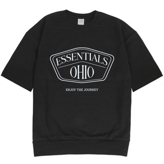 Essential 寬鬆版短袖大學T, 黑色