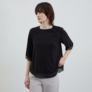 Olivia Lauren 女款蕾絲拼接襯衫式T恤 VOCAS4M4121