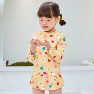 Bebechat 女童微笑短版防曬泳衣上下套組