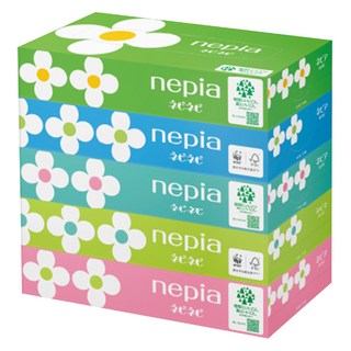 nepia 王子 花花盒裝系列衛生紙 150抽/盒, 原裝進口, 無添加螢光劑, 5盒, 1組