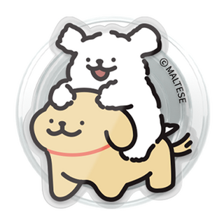 Maltese線條小狗手機支架, 1個, 揹著的狗狗情侶