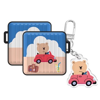 TRYCOZY 短尾矮袋鼠夏日假期 Buds Live / Buds Pro / Buds2 / Buds2 Pro / FE 盔甲保護殼 + 壓克力鑰匙圈套組, 短尾矮袋鼠夏日兜風, 單一商品