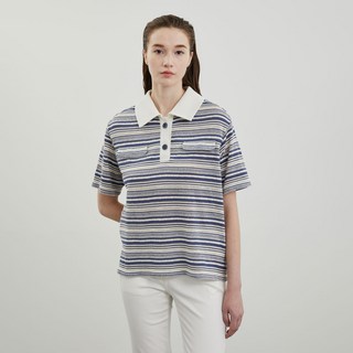 Olivia Lauren 女性條紋翻領上衣 VVCAS4M4261