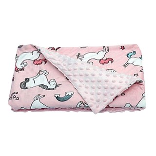 我家寶貝 豆豆絨安撫巾蓋毯, 彩虹馬 粉色