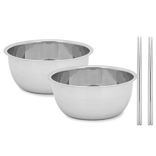 alpremio 不鏽鋼大碗 2入 + 筷子 2雙套組, 1套, 大碗 2入 + 筷子 2雙