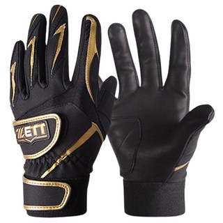 ZETT 打擊手套 雙手穿戴 BGK-342, 黑色 + 金色, 1套