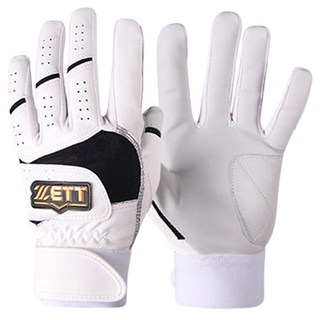 ZETT 打擊手套 雙手穿戴組 BGK-362, 白色 + 黑色, 1套