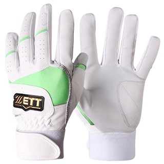 ZETT 打擊手套 雙手穿戴組 BGK-362, 白色 + 綠色, 1套