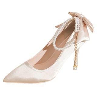Elsso 珍珠繫帶蝴蝶結細跟高跟鞋