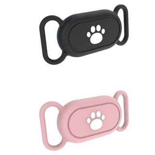 스토리링크 반려동물 삼성 스마트태그2 실리콘 펫 케이스 2종 세트, 블랙, 핑크, 1세트