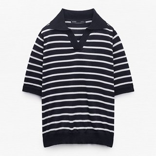 MIXXO 女款翻領條紋針織衫