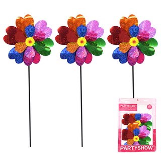 PARTYSHOW 庭院用風車 迷你雙層 全息圖, 混合顏色, 3個