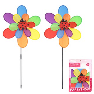 PARTYSHOW 庭院用雙層彩虹布風車, 混合色, 2個