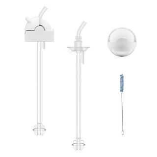 닥터브라운 유아용 내로우 젖병 250ml용 시피 실리콘 빨대 2p + 플립탑 2p + 청소 브러쉬 교체킷 세트, 1세트, White