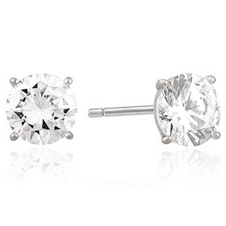 OST 女款925純銀極簡圓形白色方塊銀耳環 0.3cm